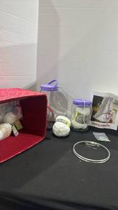 lot 2230 image: Knitting Supplies Lot Yarn Storage Containers Needles Patterns, yarn and more