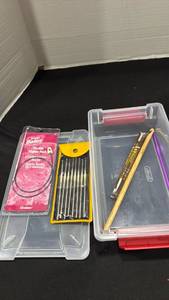 lot 2276 image: Yarn & Crochet Craft Supplies Lot Susan Bates Afghan Hook Needle Set