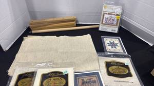 lot 2321 image: Cross Stitch Embroidery Lot MCG Textiles Aida Canvas Patterns Scroll Bars