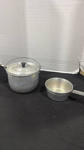 lot 2345 image: Wearever aluminum hanging pot and small chilton ware pot