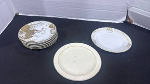lot 2381 image: Hand painted Nippon saucers and dessert plates