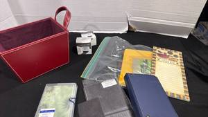 lot 2451 image: Lot of Storage Basket, Notepads and Office Accessories