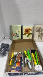 lot 2460 image: Art & Craft Supply Lot with Journals, Markers, and Accessories