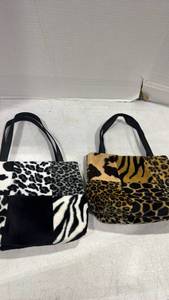 lot 2483 image: 2 Animal Print Bags with Black Handles