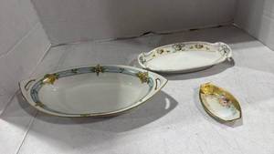 lot 2523 image: Hand painted Nippon open oval dish, trinket dish and celery dish