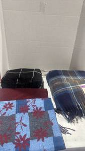 lot 2551 image: Highland home industries wool throw, and scarves
