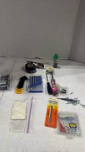lot 2555 image: Hand Tools Lot Screwdrivers, Tape, nails and more