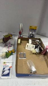 lot 2561 image: Electrical and Lighting Lot Timer, Bulbs, Lamp, Cords, Switches