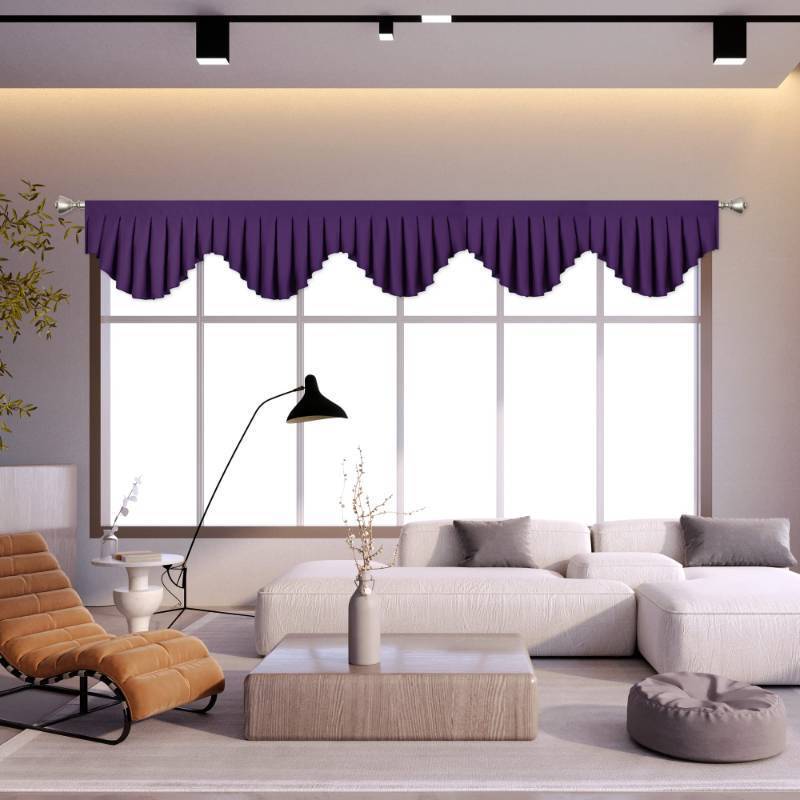lot 1045 image: OYRING Energy Efficient Rod Pocket Curtain Valance Blackout valances for Windows for Living Room Kitchen and Bedroom Lavender Purple,Width 110 inch 1 Panel Retail $43.99