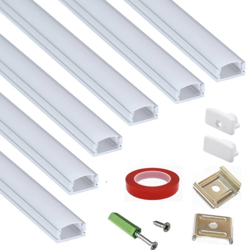 lot 1046 image: THMOOTHER 6-Pack 16inch Surface Mounted LED Strip Aluminum Channel with Anti UV Diffuser - Enhance Your Lighting with Style and Functionality Retail $19.88
