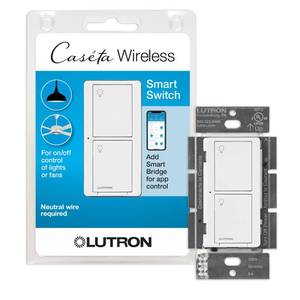 lot 1018 image: Lutron Caseta Smart Light Switch for Lighting and Fans (Smart Hub Required) - Retail $65