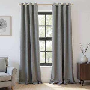 lot 1019 image: QmQmok 100% Blackout Linen Textured Curtains for Bedroom Full Light Blocking Room Darkening Bronze Grommet Window Drapes Thermal Insulated Energy Efficient Home Decor 52x84 Grey Gray - Retail $47