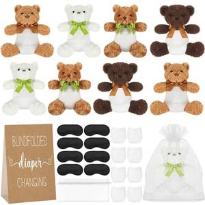 lot 1020 image: Chicingyou 8 Set Bear Blindfolded Diaper Changing Baby Shower Games - Retail $40
