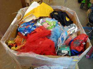 lot 24 image: Halloween Pallet with HUGE Resale Value 43 x 40 x 26 with hundreds of items, toddler up to adult full costumes, costume accessories, pet costumes and or gear, indoor  outdoor decor - Retail $2,000