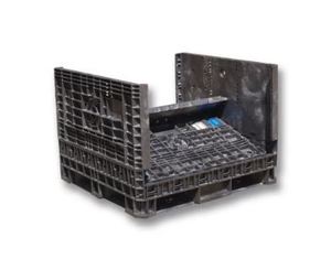 lot 27 image: 48 x 37 x 33 Collapsible Gaylord with added wood for a 7 shelf for bin store, the wood I added can be easily removed - Retail $429