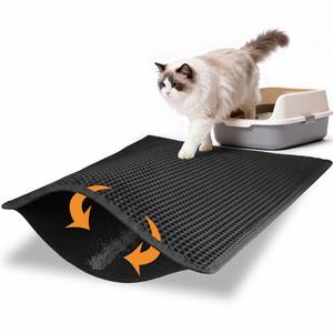 lot 1057 image: Pieviev Kitty Litter Mat, Double-Layer Waterproof Design, 30 x 24 Black - Retail $26