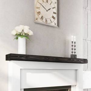 lot 93 image: BoscoMondo 60 Solid Wood Fireplace Mantel Shelf, 3 Thickness 7 Deep, Intense Black - Retail $259