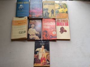 lot 102 image: Lot of 9 Classic Literature Books Voltaire Steinbeck Ellison Twain Moliere