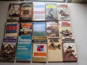 lot 103 image: Mixed Books Lot Edgar Rice Burroughs 1984 Almanac Steinbeck 15 Items