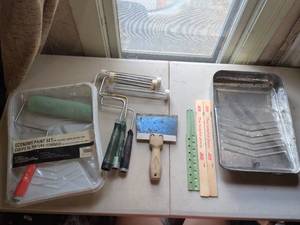lot 109 image: Paint Supplies Lot Economy Paint Set Rollers Brushes Trays ACE Hardware