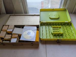 lot 121 image: Microscope Slide Storage Case Yellow with Specimen Slides and CD
