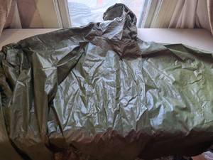 lot 122 image: Hooded Poncho Raincoat Olive Green with Drawstring