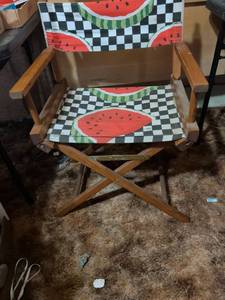 lot 127 image: Folding Director Chair with Watermelon Print Canvas Seat and Back