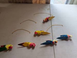 lot 129 image: Bird Ornament Mobile 7 Piece Hanging Decoration Set