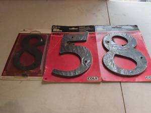 lot 134 image: Plastic House Numbers 6 inch 152mm Lot of 3 pieces