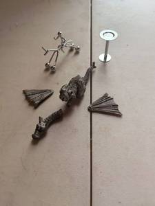 lot 139 image: Lot 6 Metal Figurines Sculpture Set Human Animal Forms