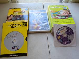 lot 160 image: Lot of 4 Educational DVDs Britannica Sword in the Stone Advantage Hooked on Phonics