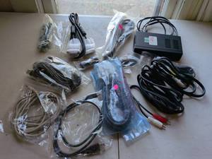 lot 170 image: Mixed Electronics Cables and Small Black Box Lot USB VGA RCA Serial RF