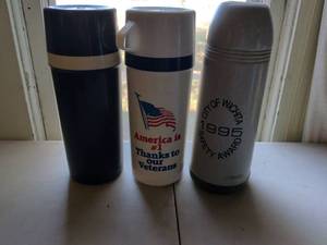 lot 182 image: Lot of 3 Insulated Thermos Bottles incl Aladdin City of Wichita 1995 Safety Award