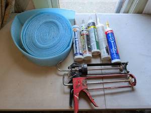 lot 194 image: Caulking and Sealant Application Lot - Foam Backer Rod, Cartridges, Caulk Guns