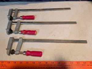 lot 209 image: 3 Bar Clamps with Red Handles