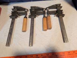 lot 211 image: Wilton Bar Clamps 3 Piece Lot with Wooden Handles