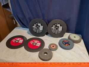 lot 244 image: 7 and 14-in metal Vermont American cutting wheels, 5-In grinding wheel, 7x58 grinding wheel