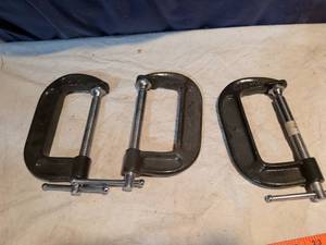 lot 246 image: 3 C-Clamps with Screw Clamp Mechanism