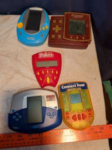lot 279 image: Lot of 5 Handheld Electronic Game Devices Tetris Poker Scrabble Connect Four