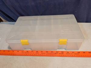 lot 326 image: Plastic Storage Box with Compartments and Yellow Latches