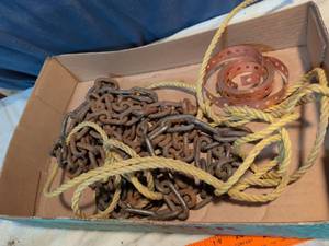 lot 343 image: Ornamental Chain Links and Perforated Metal Straps Lot