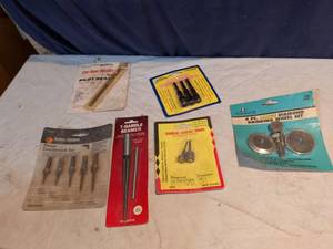 lot 351 image: Lot of 6 Tool Accessories Pilot Drill Reamer Countersink Diamond Wheels