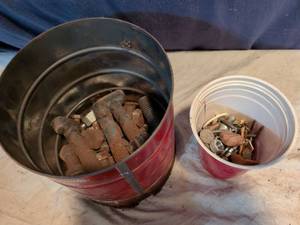 lot 364 image: Lot of Bolts Nuts Fasteners in Metal Containers