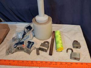 lot 367 image: Mixed Hardware Lot Padlocks Cam Lock Kit Line Twine Cylinder AUT205802