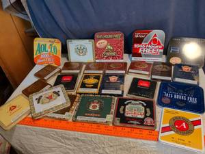lot 375 image: Vintage Cigar Box Collection Lot AOL Promotional Empty Boxes 20 pieces