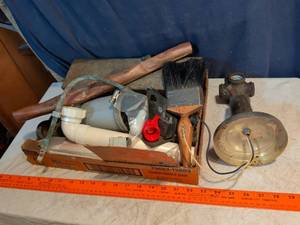 lot 384 image: Mixed Plumbing Hardware and Tools Lot Box