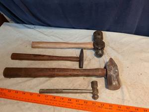 lot 386 image: Hand Tool Lot 4 Hammers Claw Ball Peen Tapered Nail Wood Handles