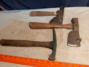 lot 388 image: Hand Tools Lot 3 Hammers with Wooden Handles