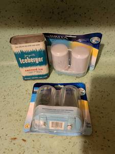 lot 519 image: Jerryquils Iceberger Canned Ice and Brita Faucet Replacement Filters Lot