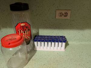 lot 539 image: Utz Pub Mix Snack Container Lot with Storage Jars and Test Tubes